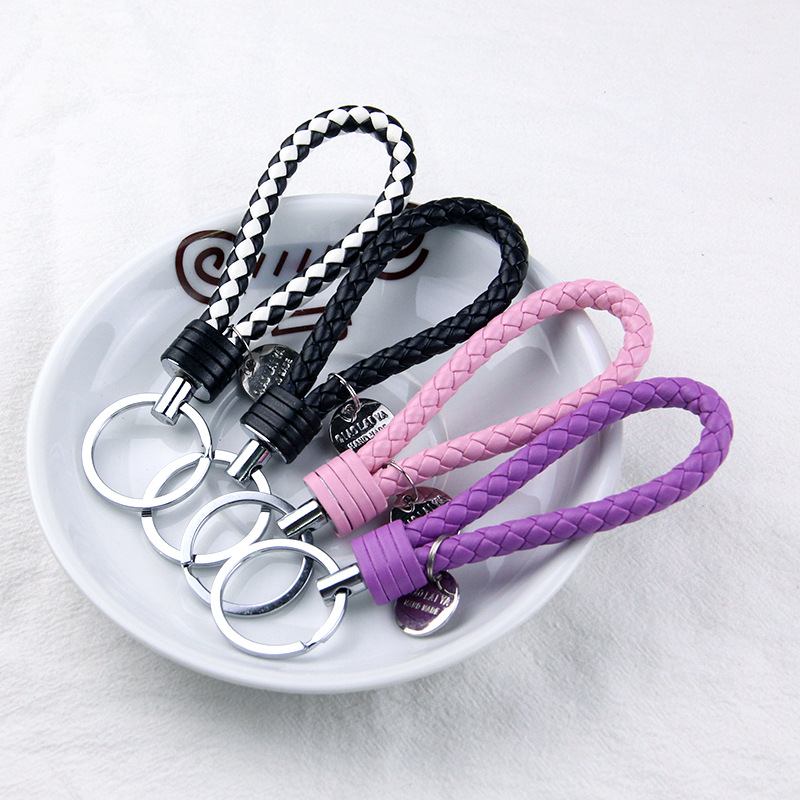 Chain Lock Combination - 세련된 PU 가죽 땋은 키체인 가방