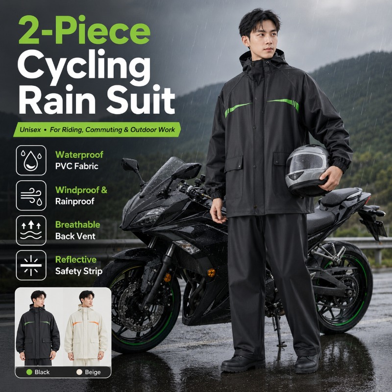 Cycling Commute Rain - 유니섹스 2피스 방수 사이클링 레인슈트 –